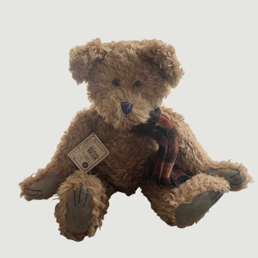 Boyds Bear Monroe J Bearington Plush Mohair Blend Collectible Tan Scarf 1999 Vtg